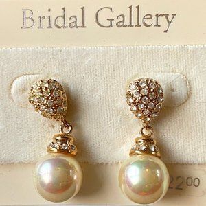 Bridal Gallery Pearl & Rhinestone Drop Earrings